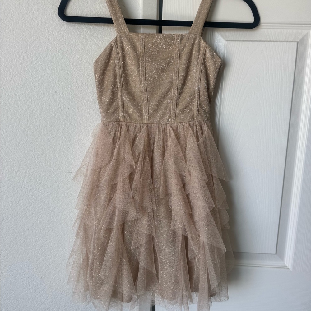 Girls Glittering Gold Dress